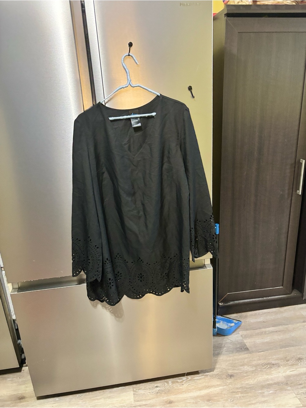 Catalina Black Eyelet Hem Tunic